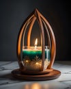 Modern abstract arch shaped candle holder with lighted stars