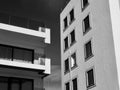 Modern Abstract architecture images, in black and white, small building with windows and balconies Royalty Free Stock Photo