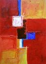 Modern Abstract Art - Painting - Geometric Squares - Orange Beige Blue Colors