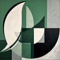 Modern Abstract Art: Green And White Asymmetrical Geometry With Bold Shadows Royalty Free Stock Photo