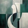 Modern Abstract Art: Green And White Circle On A Canvas Royalty Free Stock Photo