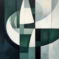 Modern Abstract Art: Overlapping Shapes In Dark Green And Grey Royalty Free Stock Photo