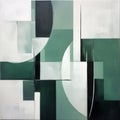 Modern Abstract Art: Overlapping Shapes In Dark Green And Grey Royalty Free Stock Photo