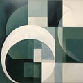 Modern Abstract Art: Overlapping Shapes In Dark Green, Grey, And White Royalty Free Stock Photo