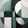 Modern Abstract Art: Overlapping Shapes In Green And White Royalty Free Stock Photo