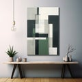 Modern Abstract Art: Overlapping Shapes In Grey, Green, And White Royalty Free Stock Photo