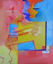 Modern Abstract Art - Painting - Background with Squares and Cross