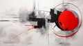 Modern Abstract Art: Red, Black, And White Industrial Paintings Royalty Free Stock Photo