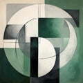 Modern Abstract Artwork: Overlapping Shapes In Green, Grey, And White Royalty Free Stock Photo