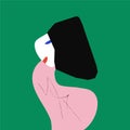 Modern abstract artwork. Social inequality. Woman in pink dress with perfect body shapes represents beauty. Vector