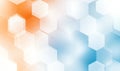 A modern and abstract background featuring overlapping hexagons in blue and orange tones perfect for technology or design Royalty Free Stock Photo