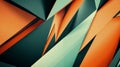 Modern abstract background formed by teal, orange and black triangles intersecting, creating a dynamic and vivid color