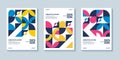 Modern abstract bauhaus colorful covers set, minimal geometric swiss pattern background. Basic shape composition for poster, cover