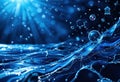 Modern Abstract Blue Water Waves Bubbles Light Rays - Futuristic Digital Innovation Data Royalty Free Stock Photo