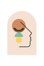 Modern Abstract Boho Face Line Art Walla Decor Illustration Royalty Free Stock Photo