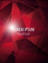 Modern abstract bussiness background with frame, gradients and light in polygonal style in bright red colors for cards