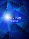 Modern abstract bussiness background with frame, rays, gradients and light in polygonal style in bright blue colors for Royalty Free Stock Photo