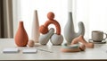 Modern Abstract Ceramic Decor on Minimalist Desk Royalty Free Stock Photo