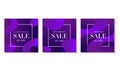 Modern abstract classy sale banners set. vector liquid shapes of sale. fluid purple gradient color illustration. minimal template Royalty Free Stock Photo