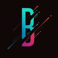 Modern abstract colorful alphabet. Dynamic liquid ink splashes letter. Vector design element for your art. Letter B