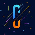 Modern abstract colorful alphabet with minimal design. Letter C. Abstract background with cool bright geometric elements
