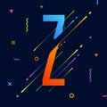 Modern abstract colorful alphabet with minimal design. Letter Z. Abstract background with cool bright geometric elements