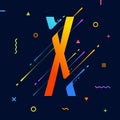 Modern abstract colorful alphabet with minimal design. Letter X. Abstract background with cool bright geometric elements