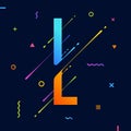 Modern abstract colorful alphabet with minimal design. Letter L. Abstract background with cool bright geometric elements