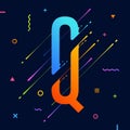 Modern abstract colorful alphabet with minimal design. Letter Q. Abstract background with cool bright geometric elements