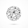Modern abstract connection concept wireframe black and white sphere Royalty Free Stock Photo