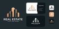 Modern abstract construction building real estate house logo design vector inspiration