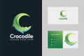 Modern Abstract Crocodile Logo icon, Letter C for Crocodile logo vector and business card