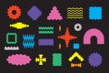 Modern Abstract cute wavy flat solid and blank colorful random odd shapes icons set design elements on black Royalty Free Stock Photo