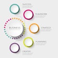 Modern abstract 3D infographic template with five steps for success. Business circle template with options for brochure Royalty Free Stock Photo