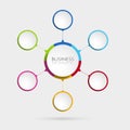 Modern abstract 3D infographic template with 6 steps. Business circle template with options for brochure, diagram, workflow. EPS10 Royalty Free Stock Photo