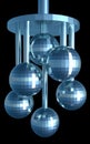 Modern abstract decoration with 6 disco like balls. Isolated 3D render.