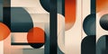 A modern abstract design with a focus on geometric shapes and symmetry. The composition features