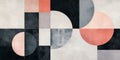 A modern abstract design with a focus on geometric shapes and symmetry. The composition features