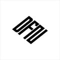 Modern abstract DFN logo design featuring geometric lines for innovative data analysis and digital transformation branding Royalty Free Stock Photo