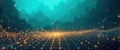 Modern Abstract Digital Illustration Glowing Teal Gradient Grid - Futuristic Technology Concept Data Royalty Free Stock Photo