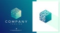 Modern abstract digital pixel cube logo design. Technology hexagon logo vector.