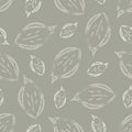 Modern abstract faux mono print scattered leaves background. Seamless vector pattern Simple imitation lino cut effect