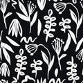 Modern abstract floral vector pattern. Collage contemporary seamless pattern. Hand drawn cartoon style pattern