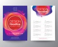 Modern abstract fluid circle shape with vivid and bright colors gradient on blue background , template for Brochure, flyer, poster Royalty Free Stock Photo