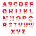 Modern abstract font with glitter. Creative ABC letters can be used for sale, birthday party, shop, present, header