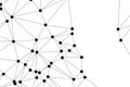 Modern abstract geometric network pattern composed of black dots and connecting lines on a stark white background Royalty Free Stock Photo