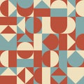Modern abstract geometric seamless pattern for textiles and graphic design. Muted colors are orange and blue Royalty Free Stock Photo