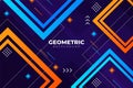 Modern Abstract Geometric Square Composition Orange and Blue Background with Lines Combination