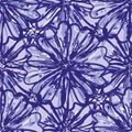 Modern abstract gerbera daisy flower seamless pattern background. Painterly repeat, monochrome periwinkle purple