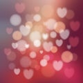 Modern abstract glow colorful background with hearts, bokeh effect, Royalty Free Stock Photo